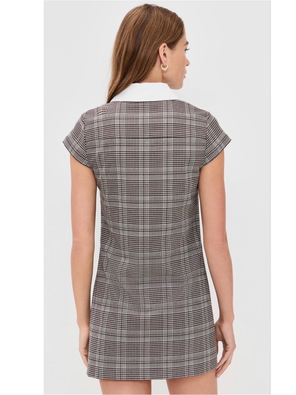 Alice + Olivia Darby Plaid Contrast Collar Minidress Black & White NWT - Picture 8 of 8